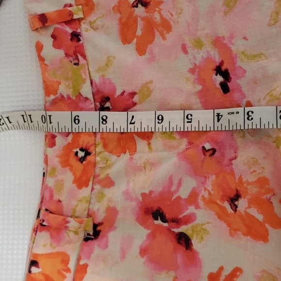 Loft, Ann Taylor. Colorful Pink/Orange Poppies Linen Look Material. Size 8 NWOT - Picture 4 of 16